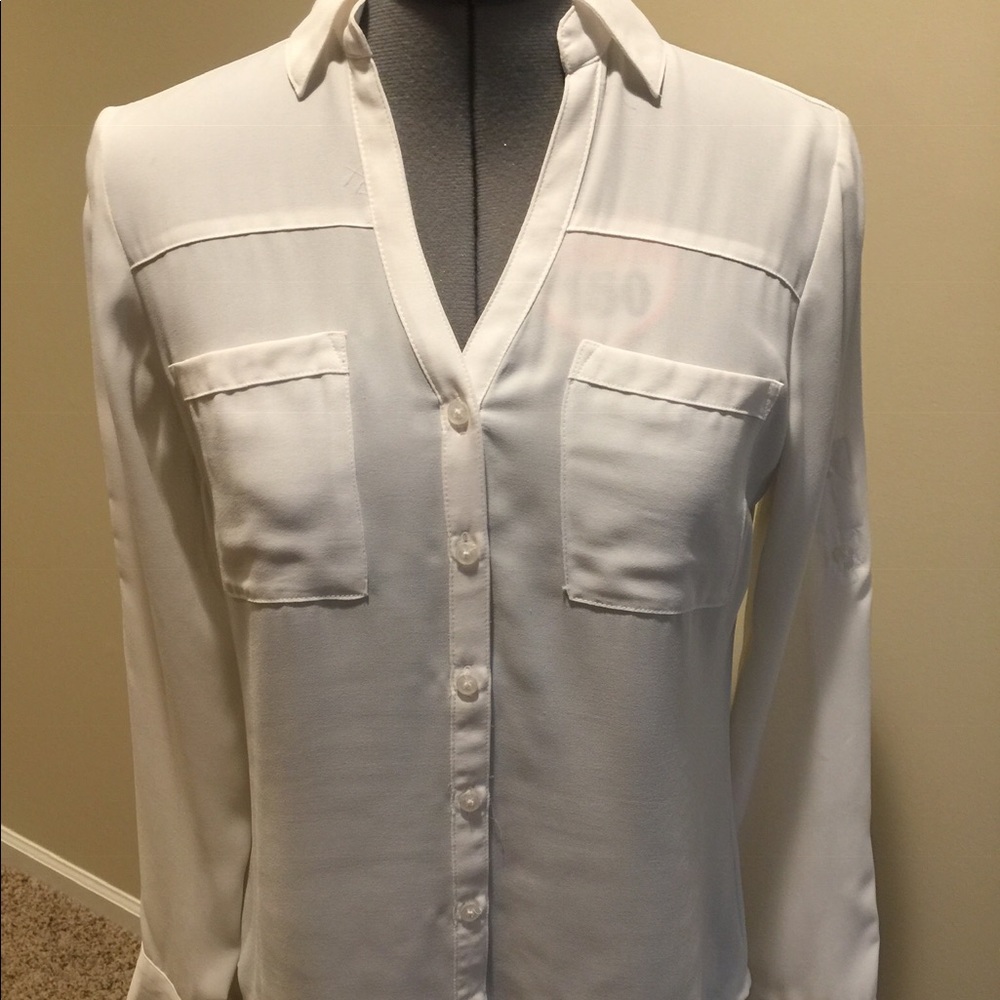 XS white Express button up portofino blouse
